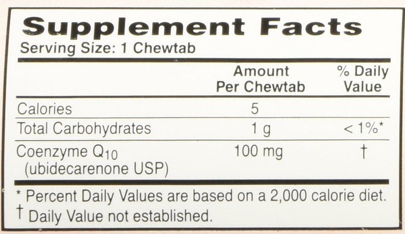 100mg ChewQ Chewable CoQ10 (60 Count) * Utilizes Advanced Technology to Deliver 800% Greater Absorption Than Standard CoQ10 * Purest CoQ10 Supplement On The Market * Vegetarian Friendly * Gluten Free