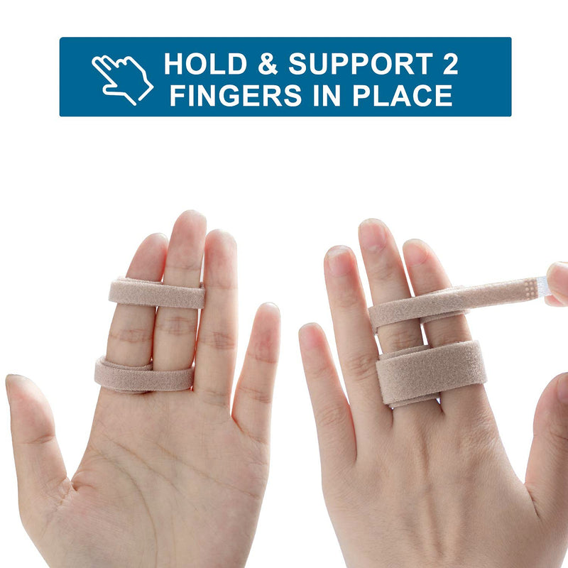 Finger Buddy Wraps, 12 PCS Finger Loops Tapes for Broken, Jammed, Swollen Finger or Dislocated Joint, Splints Brace for Pinky Ring Middle Index Trigger Finger, Toe Strap Bandage Beige 12 Count (Pack of 1) - BeesActive Australia