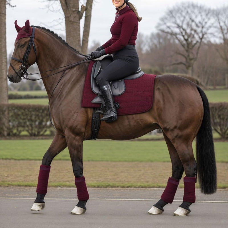 Horse Polo Leg Wraps Soft Fleece Wraps Equestrian Leg Bandage 4-Pack (Full(10ft), Wine Red) Full(10ft) - BeesActive Australia