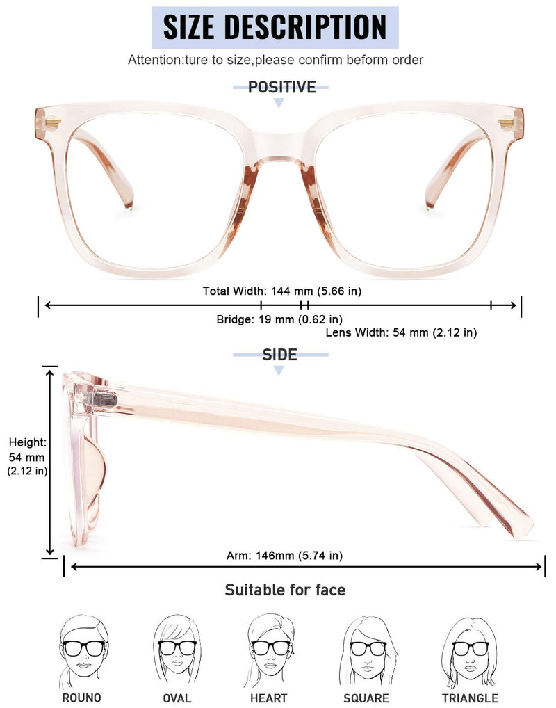 Oversized Square Blue Light Blocking Glasses for Women Men Anti Glare Reduce Eyestrain Computer Glasses Light Orange - BeesActive Australia
