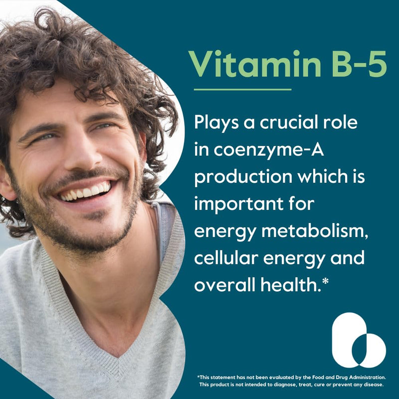 BESTVITE Pantothenic Acid 500mg (Vitamin B5) (240 Veg Caps) - No Stearates | Vegan - Non GMO - Gluten Free - Supports Cellular Energy* 240 Count (Pack of 1)