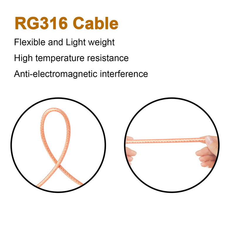 SMA Male to SMA Male Cable - 50FT RG316 SMA Extension Cable 50 ohm for Router, Test Equipment, Signal Enhancer, Wireless Adapter,WiFi Antenna Applications 1 - BeesActive Australia
