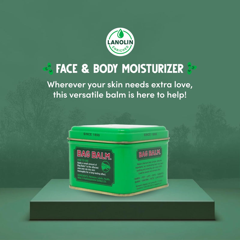 Bag Balm Vermont's Original Skin Moisturizer - Full Body Hydrating Skin Care: Dry Hands, Lips, Face, Feet & More - Unscented, Cruelty & Paraben Free - Day & Night, Men & Women (4oz Tin, Made in USA) 4 Ounce (Pack of 1) - BeesActive Australia