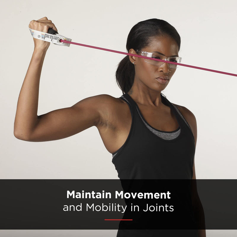 THERABAND Resistance Tubing with Soft Handles, Red, Medium Level, 48" Latex Stretch Resistance Bands for Exercise, Professional Workout Bands for Upper & Lower Body, Color-Coded Levels Red - Medium - Level 3 48 Inch With Soft Handles