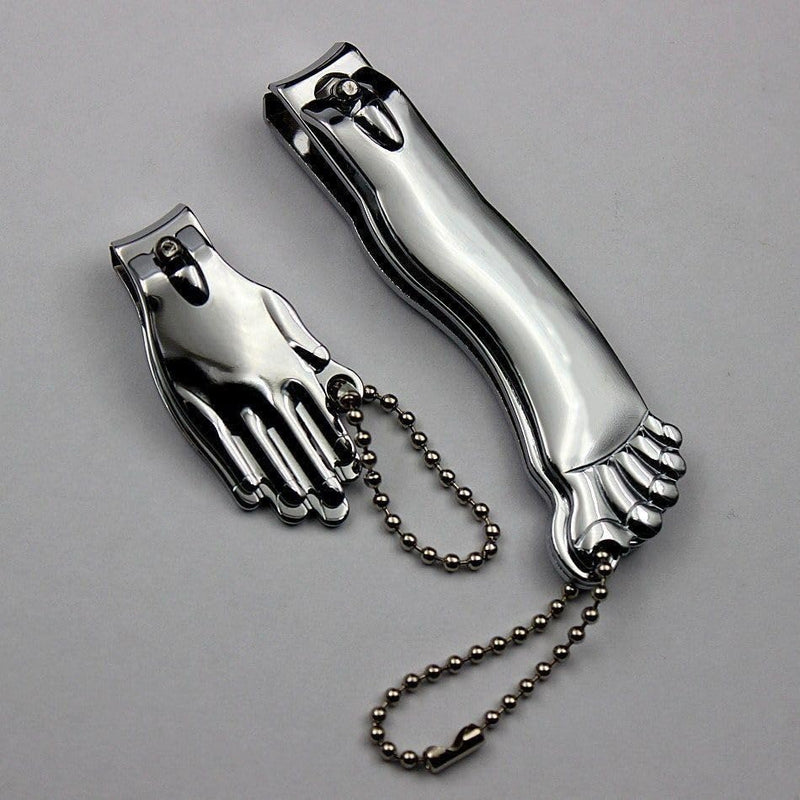 Novelty Hand and Foot Shaped Nail Clippers, Stainless Steel Nail Trimmer Set with Ball Chain Necklace, 40g