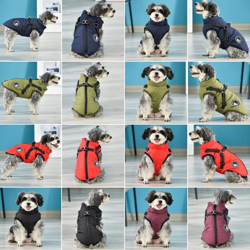 Gyuzh Dog Coat with Harness Winter Dog Coat Fleece Dog Jacket Waterproof Dog Coat Zipper Dog Jacket Puppy Coat Small Dog Clothes Dog Coat with Reflective Harness for Smal Medium Large Dogs red - BeesActive Australia
