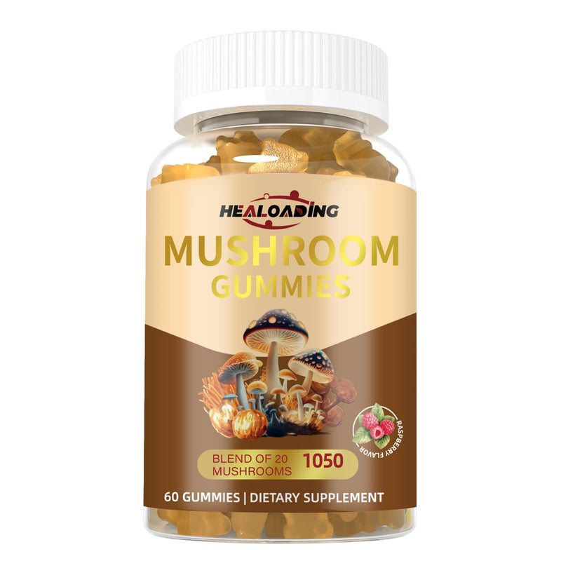 Mushroom Gummies with Lion's Mane & Cordyceps - Immune Support, Brain Health & Memory Enhancement - Vegan Mushroom Complex with Vitamin D3, B6, B9 & B12 - Focus, Energy & Cognitive Function Supplement