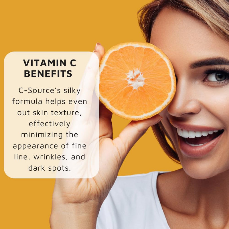 C-Source 12% Vitamin C Serum Capsules for Face by Adrien Arpel, Daily Facial Serum Helps Smooth Fine Lines and Wrinkles, Reduce Appearance of Dark Spots, 30 Capsules