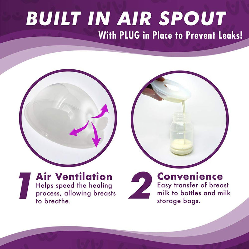 NEW Model with Plugs! Breast Shell & Milk Catcher for Breastfeeding Relief (2 in 1) Protect Cracked, Sore, Engorged Nipples & Collect Breast Milk Leaks During The Day, While Nursing or Pumping With Plugs - 2 Pack - BeesActive Australia