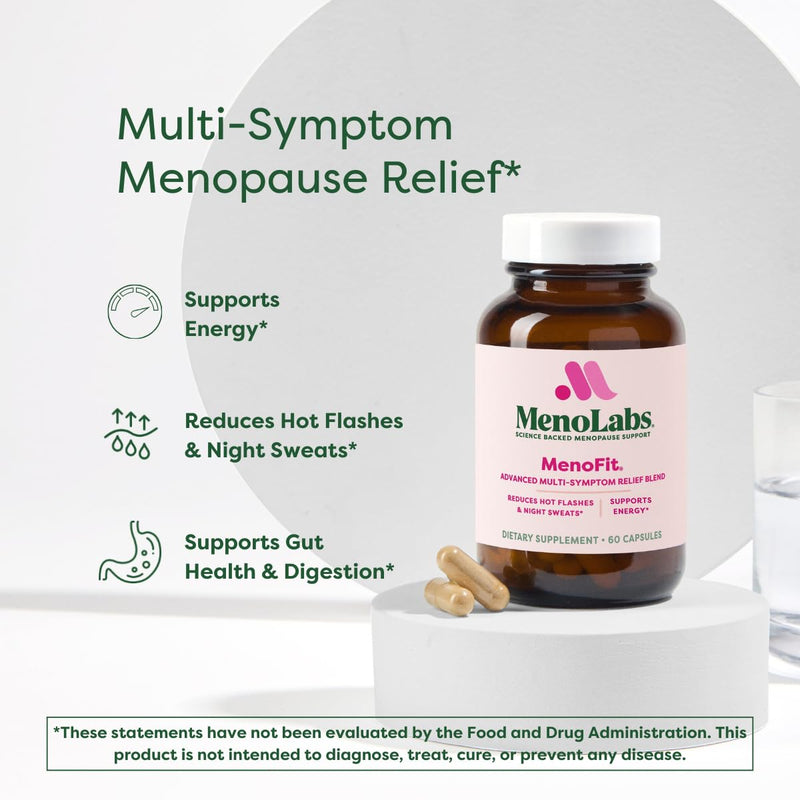 MENOLABS MenoFit, Menopause Supplements for Women - 60 Capsules - Advanced Women’s Probiotic with Vitamins and Red Clover for Gut Health, Hot Flashes and Hormone Balance for Women | Advanced Women's Probiotic, Vitamins and Red Clover, Gut Health Suppor...