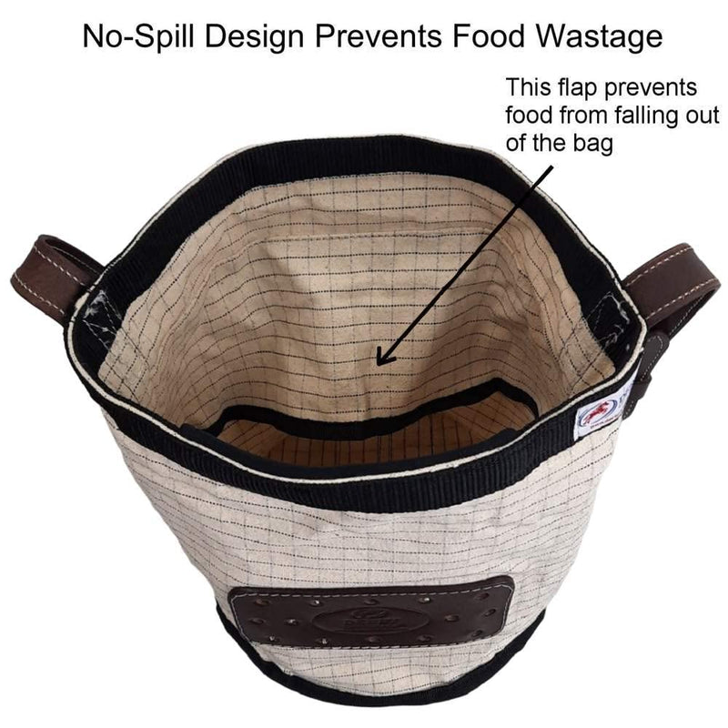 Derby Originals Ripstop 24 Oz Canvas Feed Bag with Padded Leather Crown Strap for Safety and No-Spill Flap Design Full Horse Royal Blue - BeesActive Australia