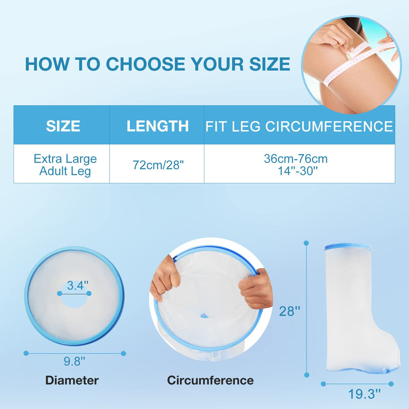 Waterproof Extra Wide Leg Cast Cover for Shower Adults, Extra Large Half Leg Shower Cover with Non-Slip Bottom, Watertight Foot Protector for Plus Size Adults Surgery Shower Boot XL-Extra wide - BeesActive Australia