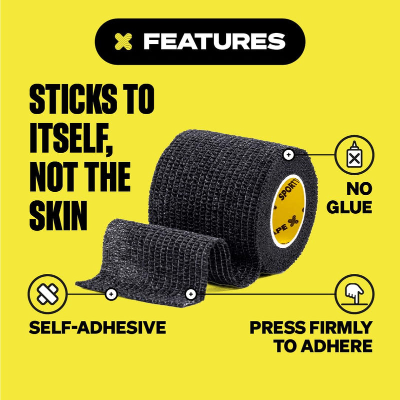 6 Rolls SPORTTAPE Self-Adhesive Football Sock Tape - 5 cm x 4.5 m - Blue - Cohesive Bandage Sock Tape Sock Tape - Foot and Wrist Bandage Athletes - Pet Vet Wrap Fixing Bandage for Horses Dogs 5 x 450 cm (6 Rolls) - BeesActive Australia