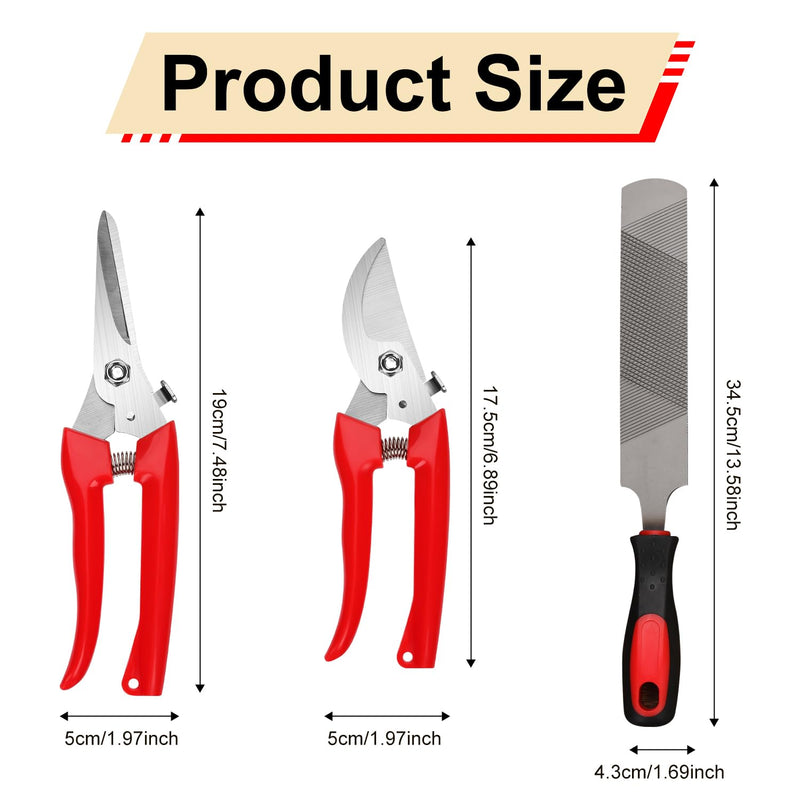 3pcs Goat Hoof Trimmers and File, Nail Clippers for Goats Hoof Nippers Curved/Straight Head Sheep Hoof Trimming Shears Hoof Rasp Horseshoe File for Goat Sheep Lamb Pig Animal Hooves (Red) - BeesActive Australia