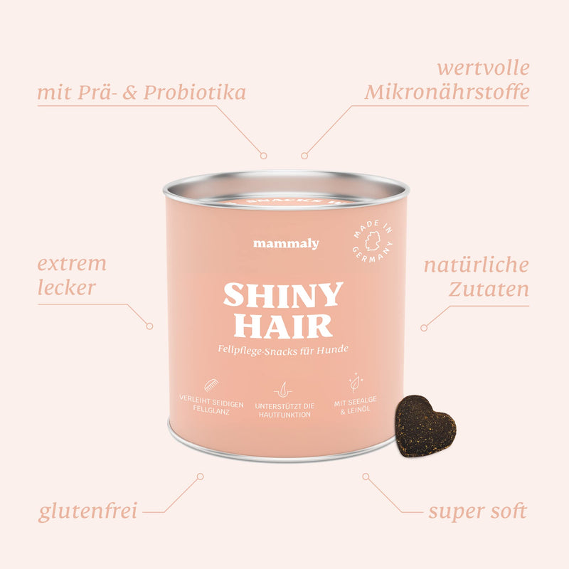 mammaly dog grooming treats with brewer's yeast & biotin 325g - shiny hair snacks against hair loss & itching dogs with probiotics - vitamin complex (C, E, D3, beta-carotene, zinc) for shiny fur - BeesActive Australia