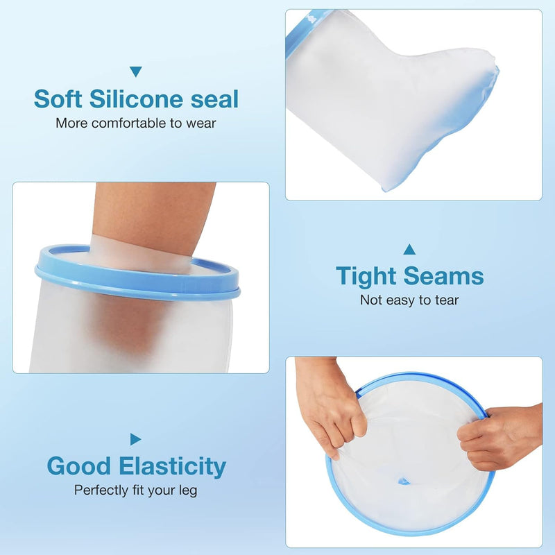 Waterproof Foot Shower Cover Adults, Foot Shower Cast Protector Watertight Shower Boot for Foot/Ankle Brace, Splints, Toe Bunion Post Surgery Bandage Dressing ADULT FOOT