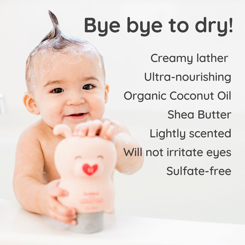 Bubbsi Creamy Coconut Oil Baby Shampoo & Wash | Light Natural Scent | Won't irritate eyes | Organic Coconut Oil + Shea | Gentle, Sulfate-free, Nourishing | Cradle Cap, Eczema (Refillable bottle, 8oz) Refillable bottle 8 Fl Oz (Pack of 1) - BeesActive Australia