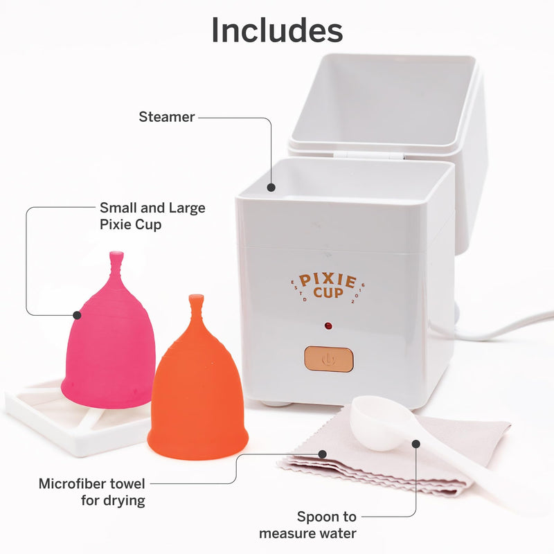 Menstrual Cups with Sterilizer - Ranked 1 for Most Comfortable Soft Reusable Period Cup - Kills 99.9% of Germs with Cleaner Steamer - Wash Your Cup in 3 Minutes! - Compact Sanitizer Kit 1 Count (Pack of 1) - BeesActive Australia
