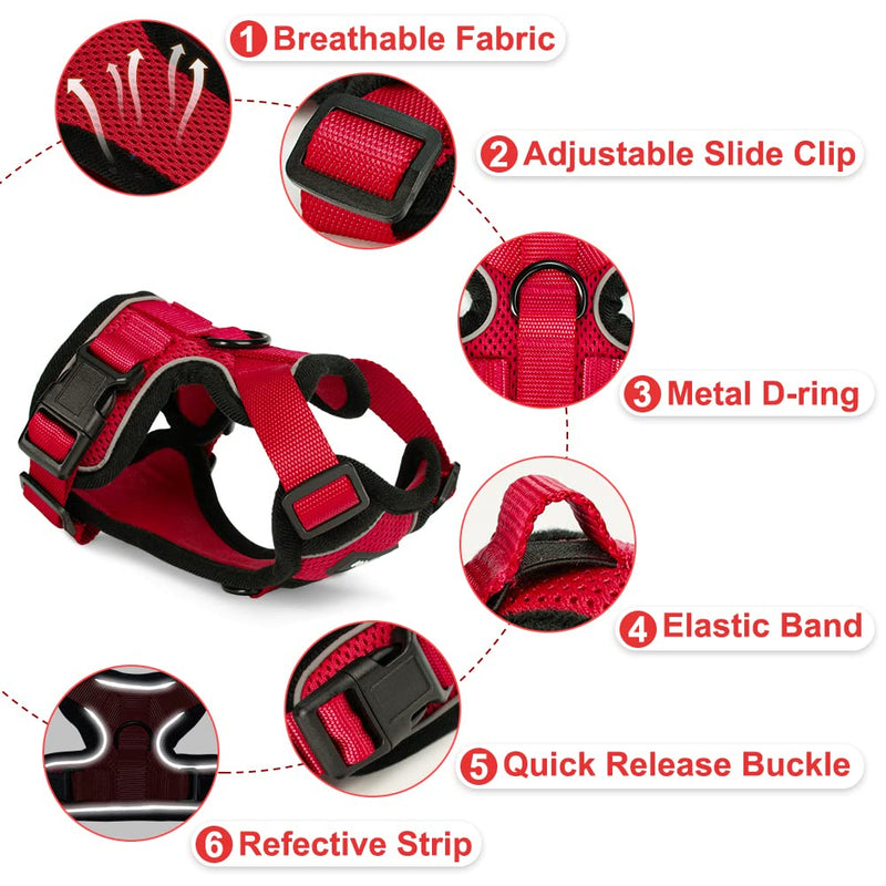 Cat Harness with Leash Escape-Proof Cat Leash Set Adjustable Soft Kitten Vest with Reflective Strips Chest Harness for Small Kittens (Red, XS) Red - BeesActive Australia