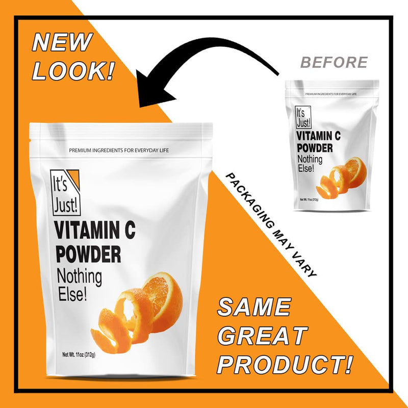 It's Just! - Vitamin C Powder, 100% Pure Ascorbic Acid, Food Grade, Immune Support, Homemade Cosmetics (11oz) 11 Ounce (Pack of 1) - BeesActive Australia