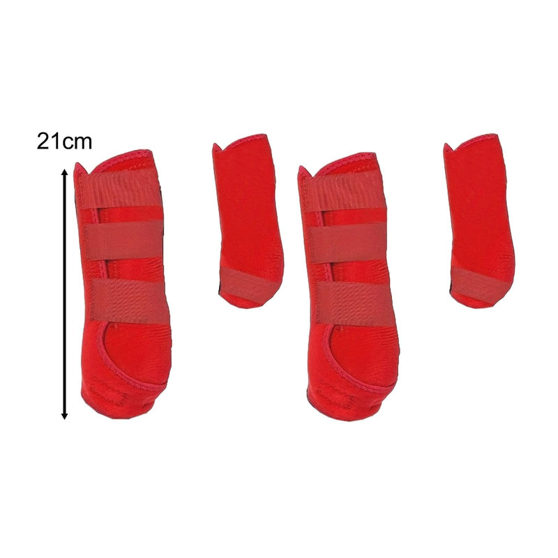 4X Horse Boots Front Hind Legs Guard Reusable Tendon Protector Leg Wraps Leg Protection for Training Equestrian Equipment, red