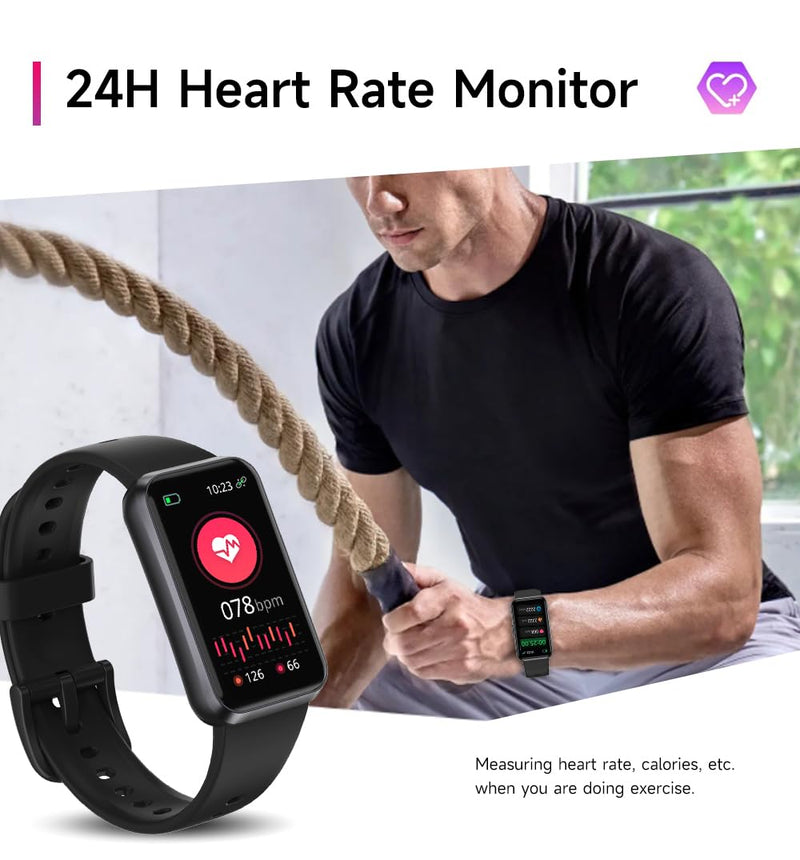 Fitness Trackers,Blood Oxygen Heart Rate Sleep Monitor,1.47‘’ OLED Display,Smart Band 24/7 Health Monitoring,Calorie Pedometer Steps Counter Activity watchs/Notifications(Black) Black