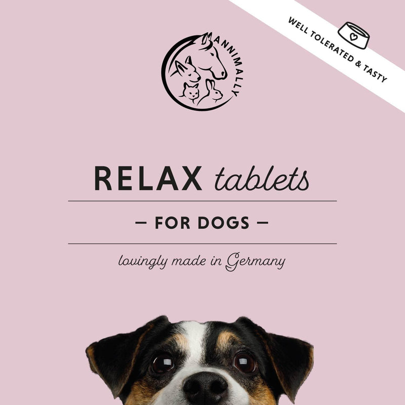 Annimally Relax Tablets for Dogs 120 pcs. - Daily Supplement with St John’s Wort, Valerian Root, L-Tryptophan & Vitamins, Made in Germany 120 Tablets for Small Dogs