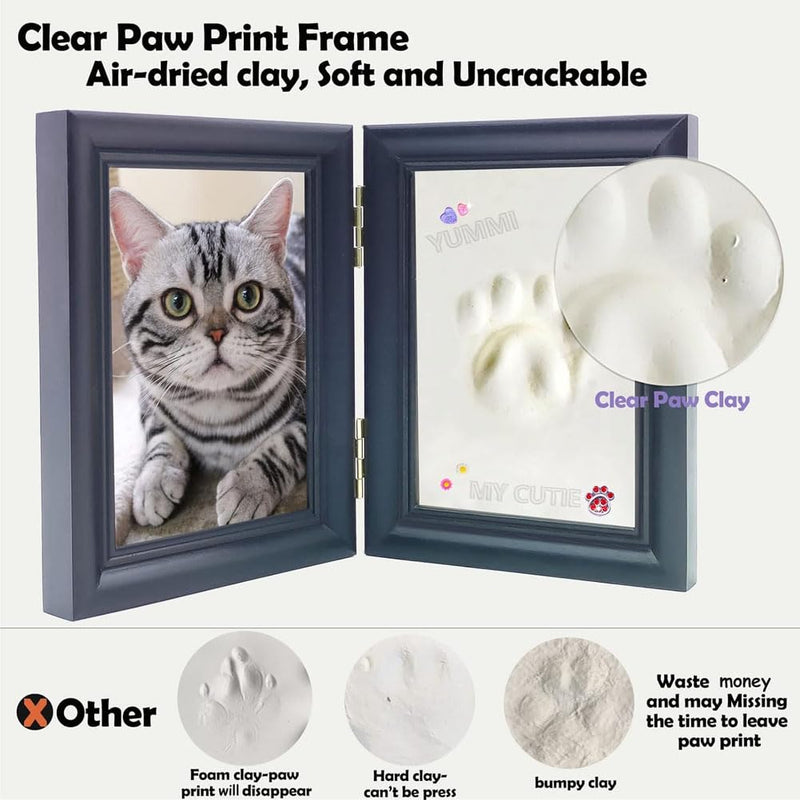 Journdream Paw Print Set Dog and Cat, DIY Paw Print Set, 3D Wooden Picture Frame Paw Print for Dogs or Cat Owners, Picture Frame Keepsake Dog and Cat (Black, 9"W x 6"H x 1.34"D) - BeesActive Australia