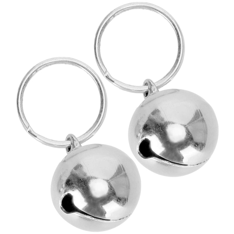 GLOGLOW Pet Copper Bells, 2 Pcs Rust Resistant Anti‑Lost Copper Bells Crisp Sound Round Collar Decoration Fashionable Necklace Decor for Dog Cat Silver - BeesActive Australia