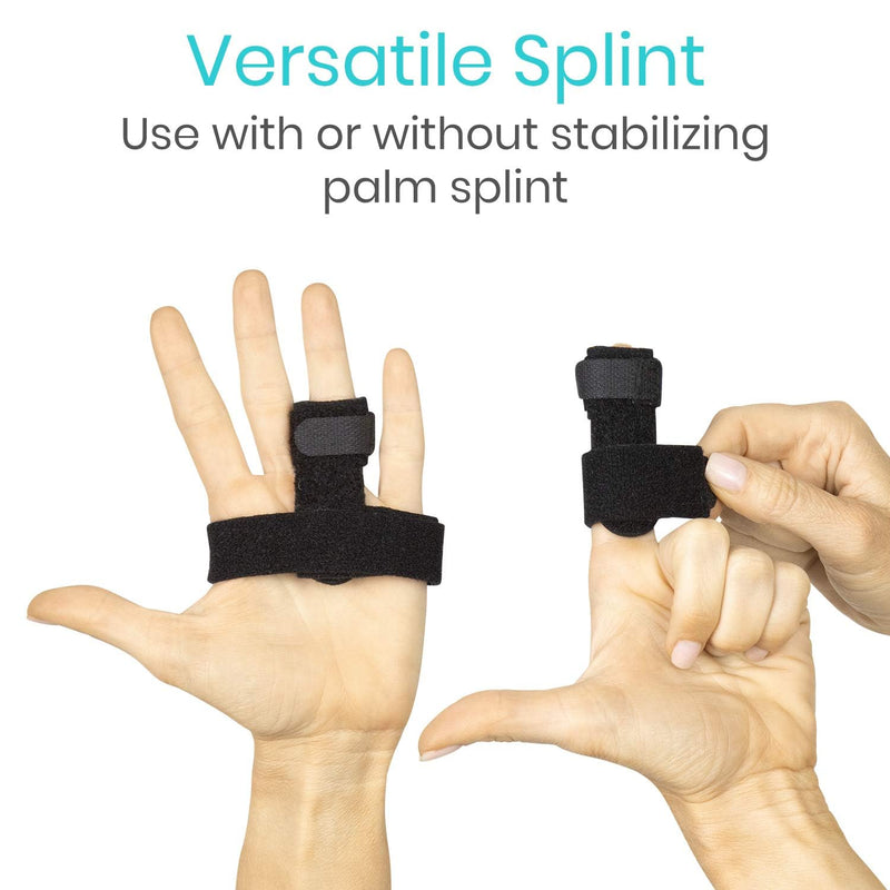 Vive Trigger Finger Splint Brace - Middle, Pinky, Pointer, Ring and Thumb Support - Palm Strap Included - Straighten Curved or Broken Fingers - Adjustable, Breathable Fit - Aluminum Pain Relief Guard Black - BeesActive Australia