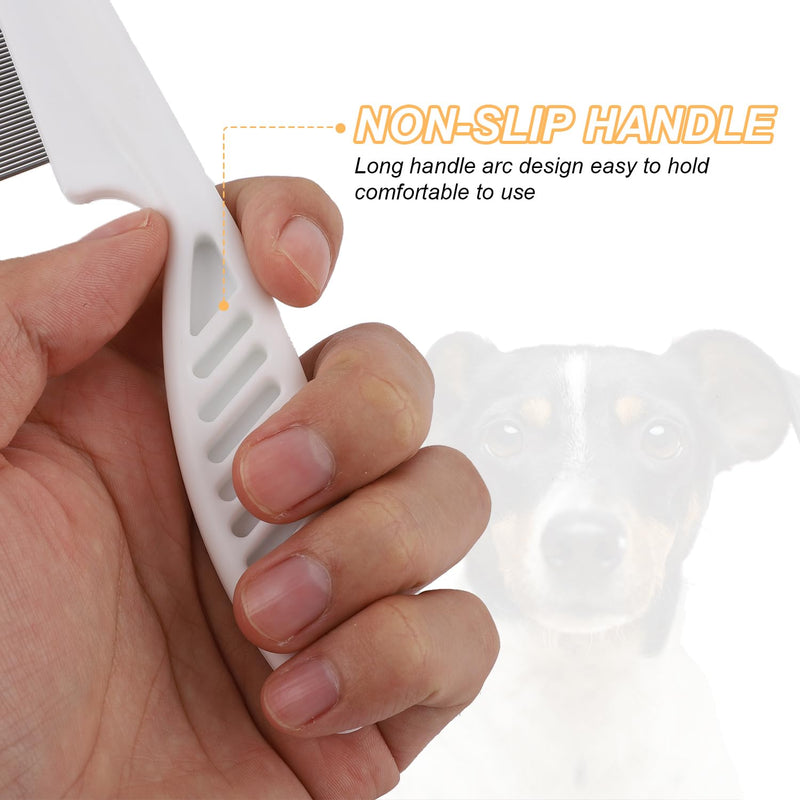 Pet Hair Comb, 2 in 1 Multifunctional Pet Hair Comb, Stainless Steel and ABS Material, 2 Packs, for Grooming and Dehairing Face and Paws, Tear Stain Removal, Cat Comb, Dog Comb White - BeesActive Australia