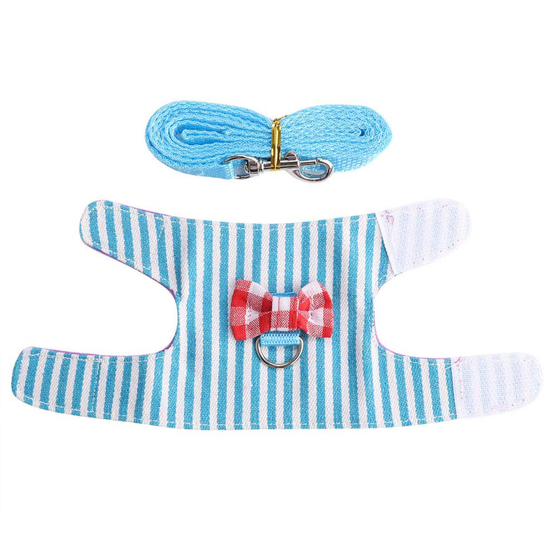Pet Rabbit Traction Rope, Pet Small Animal Bunny Hamsters Harness Chest Strap Red Grid Blue Stripes 2 Pieces(M) Medium - BeesActive Australia