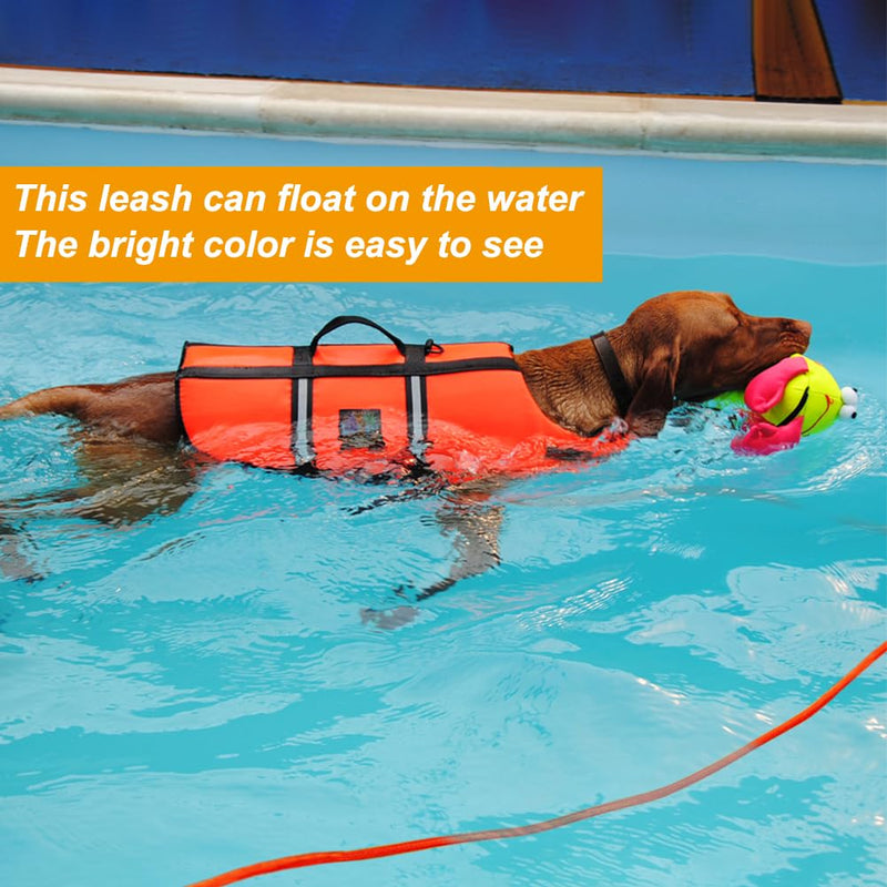 Vivifying Floating Long Dog Leash, 20FT Dog Training Leash, Lightweight Dog Check Cord Rope Leash with Comfortable Handle for Outside, Hiking, Swimming, Beach and Lake Orange - BeesActive Australia