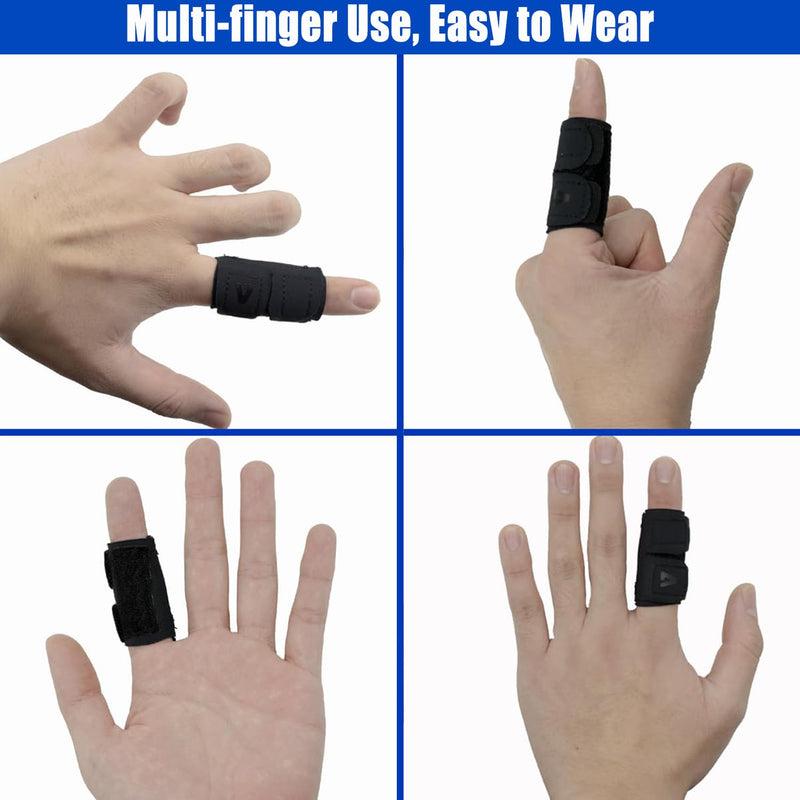 2 PCS Finger Splint Trigger Finger Brace Adjustable Finger Sleeve Buddy Wraps Compression Finger Support Mallet Finger Support for Arthritis Pain Sport Injuries (Single, L) Large Single - 2pcs - BeesActive Australia