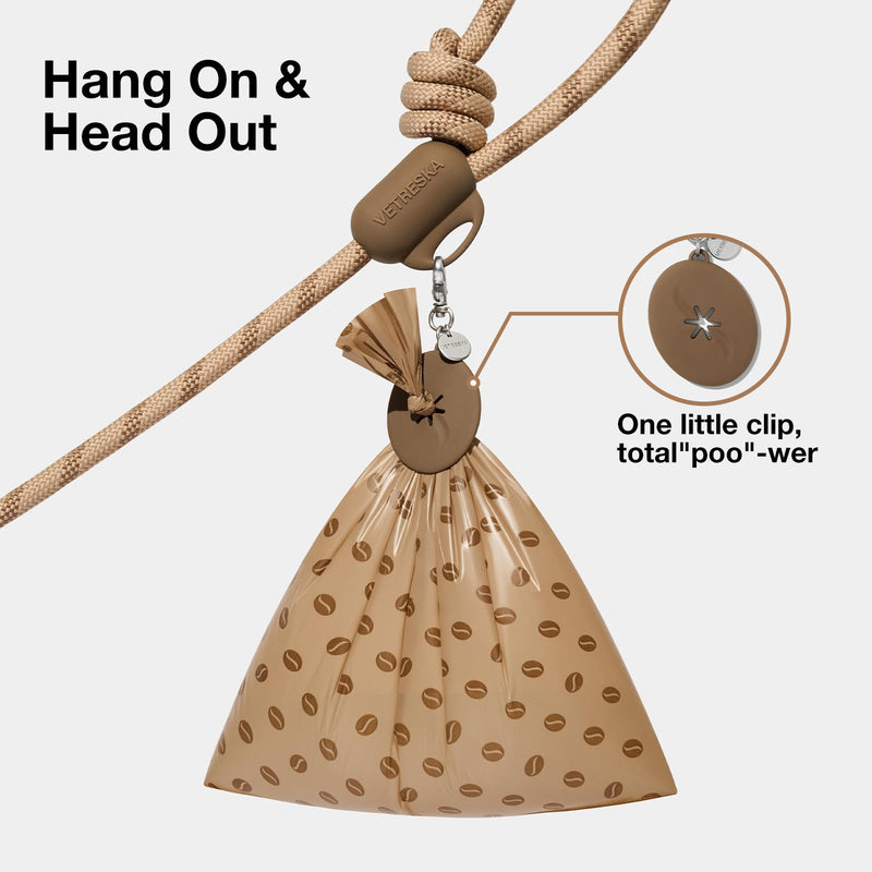 VETRESKA Hands-Free Dog Leash, 8FT Adjustable Rope Leash for Medium Large Dogs, Waist/Crossbody Slip Lead Leashes for Walking, No Pull Dog Leashes with Bag Dispenser, Clip, 3 in 1 Walk Kit (Coffee) Coffee Brown - BeesActive Australia