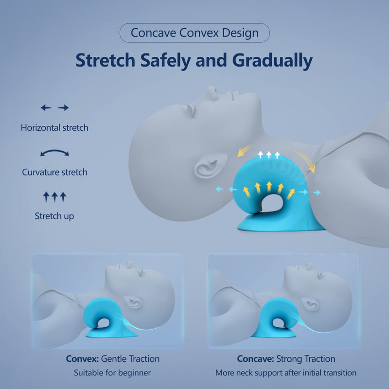 Cozyhealth Neck Stretcher for Neck Pain Relief, Neck and Shoulder Relaxer Cervical Traction Device Pillow for TMJ Pain Relief and Muscle Relax, Cervical Spine Alignment Chiropractic Pillow (Blue) - BeesActive Australia