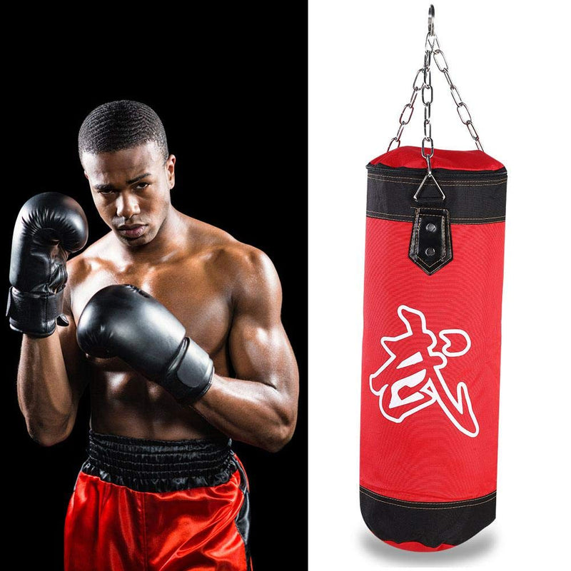 Adult Boxing Punching Bag Set, Unfilled Heavy Training Kick Bag for Muay Thai Hook Kick Sandbag Fight Karate RED 60CM