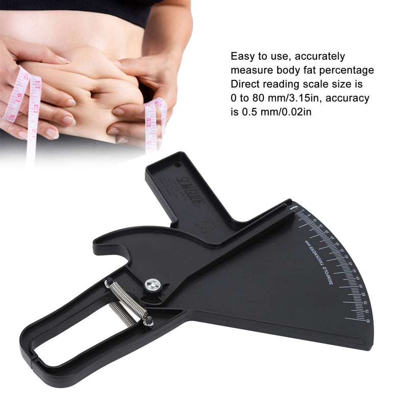 Body Fat Caliper, Professional Double Spring Skinfold Calipers and Body Fat Tape Measure Tool for Accurately Measuring BMI Skin Fold Fitness(Black) Black - BeesActive Australia