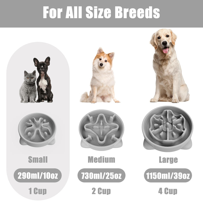 Slow Feeder Dog Bowls Small Breed, Dog Food Bowl Small Dog Anti-Choking Bloat Stop Puzzle Healthy Eating Bowl (Gray, 1 Cup) Gray - BeesActive Australia