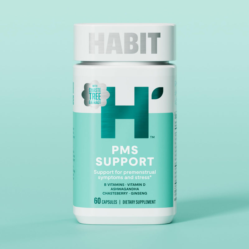 Habit PMS Support Supplement for Women (60 Capsules) - Supports Premenstrual Symptoms & Stress, Hormone Balance, Mood, B Vitamins, Vitamin D, Chasteberry, Ashwagandha, Gluten-Free, Non-GMO (1 Pack) 1 Pack