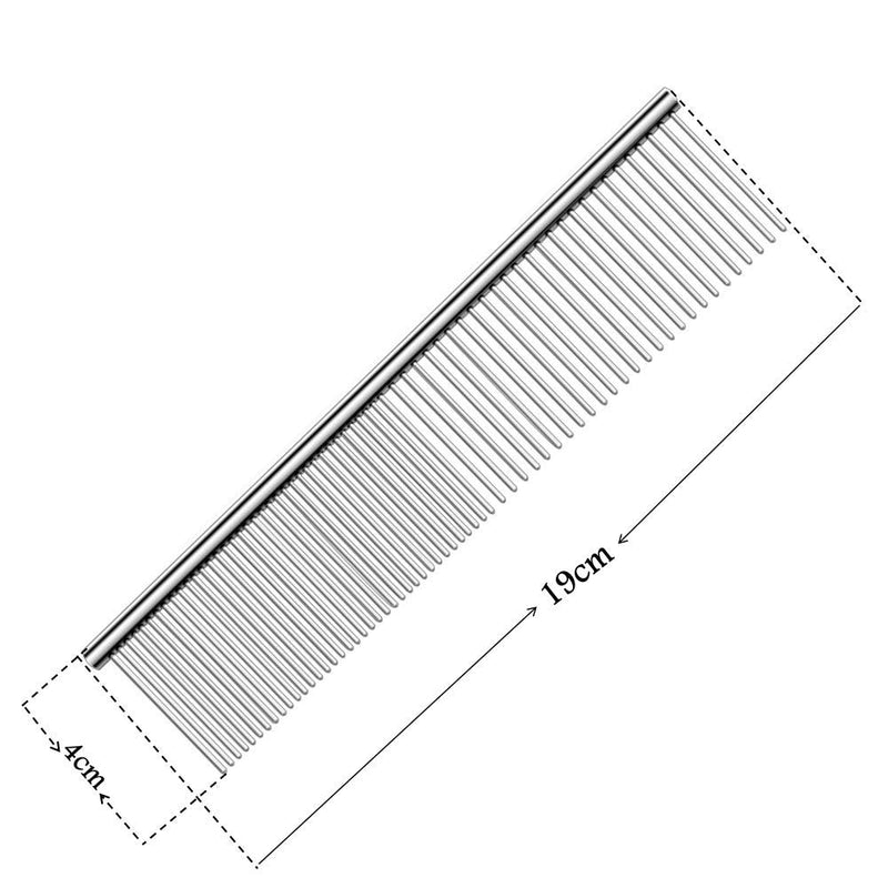 Metal Comb for Dogs, Metal Dog Combs, 2 Pack Cat Comb with Rounded Ends Stainless Steel Teeth, Professional Grooming Tool for Long and Short Matted Haired, Njiszhi 7.48IN*1.57IN - BeesActive Australia
