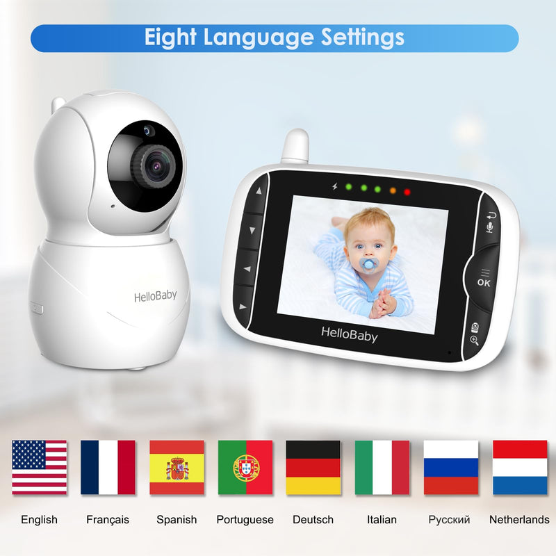 HelloBaby Monitor with Camera and Audio, IPS Screen LCD Display Video Baby Monitor No WiFi Infrared Night Vision, Temprature Screen Lullaby, Two Way Audio and VOX Mode (HB66pro) HB66pro - BeesActive Australia