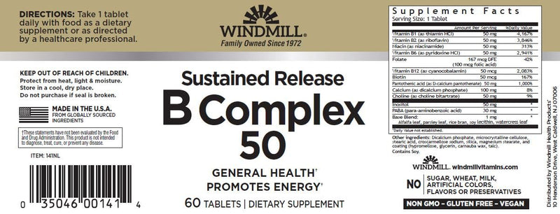 Windmill B-Complex Sustained Release Tabs 60'S Windmill