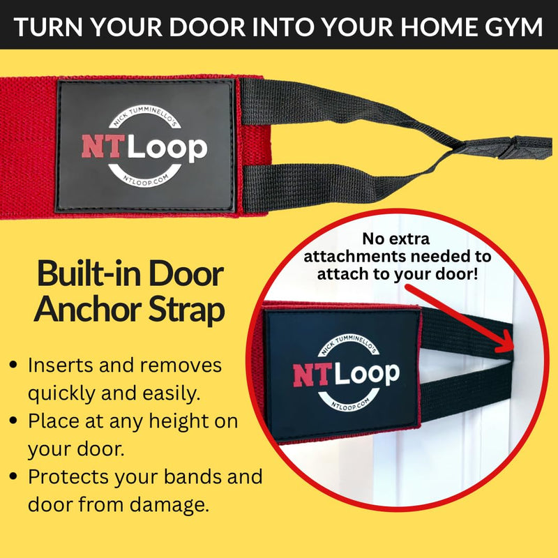 Long Fabric Resistance Band with Door Anchor - Full Body Resistance Band for Working Out and Physical Therapy - Medium Strength Exercise Band - BeesActive Australia