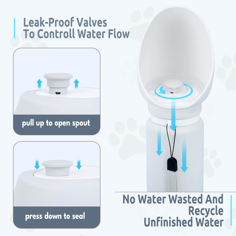 Dog Water Bottle, Collapsible, Lightweigh, Leak Proof Portable Travel Dogs Water Dispenser, Perfect Puppy Drinking Bowl for Outdoor Walking and Hiking, Pet Accessories, Silicone, 19oz, Gray Light Gray - BeesActive Australia