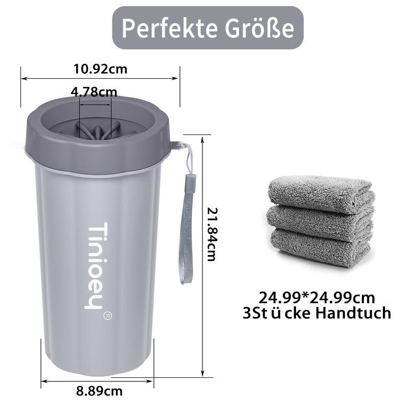 Tinioey® Paw Cleaner for Large Dogs | Dog paw cleaner | Incl. 3 dog towels | Dog paw cleaner | Dog accessories for large dogs | Dog things | Size L Large Grey - BeesActive Australia