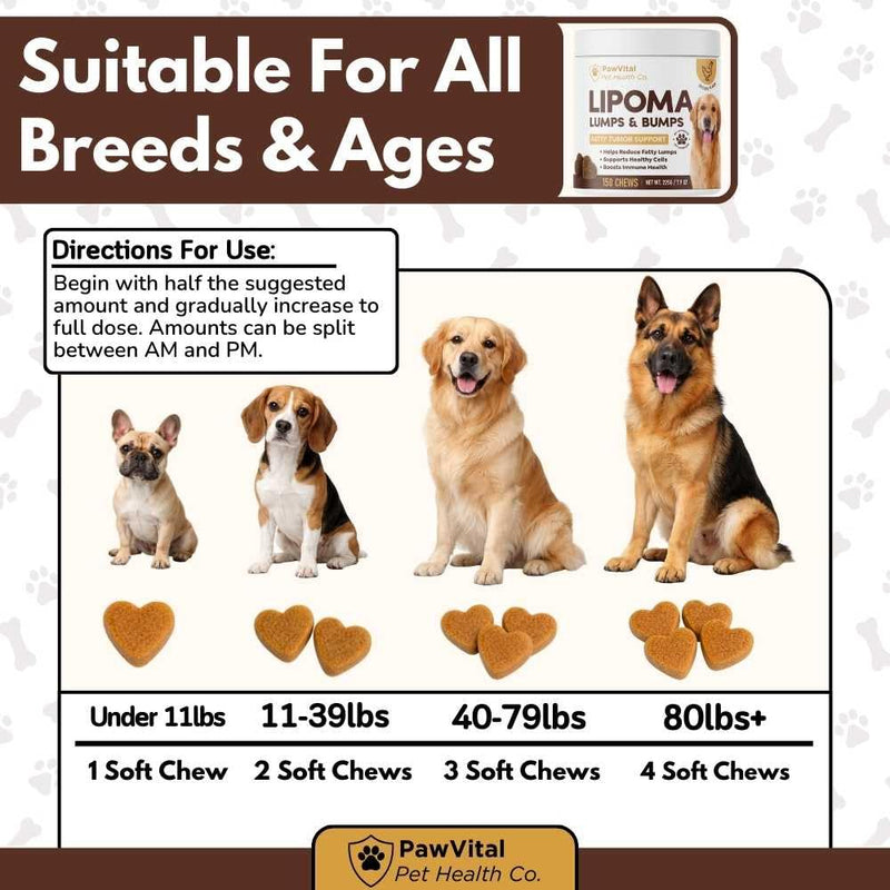 Lipoma Treatment for Dogs – Lumps & Bumps Support, Helps Reduce Fatty Tumors, Turkey Tail Mushroom Chews for Immune Health with L Carnitine, Chicken Flavor, 150 Soft Chews