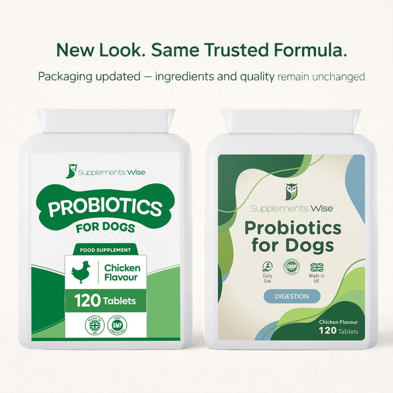 Probiotics For Dogs - Yeast Balance - Dog Probiotic for Gut Health - Dog Supplements for Itch Relief, Diarrhea, Wind, Anal Gland - Tummy Settler - 120 Tablets with Prebiotics and Digestive Enzymes