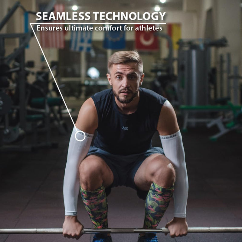 Zensah Compression Arm Sleeves - Made in USA, Thermal Arm Warmers for Cycling and Running with UV Sun Protection Large-X-Large Navy - BeesActive Australia