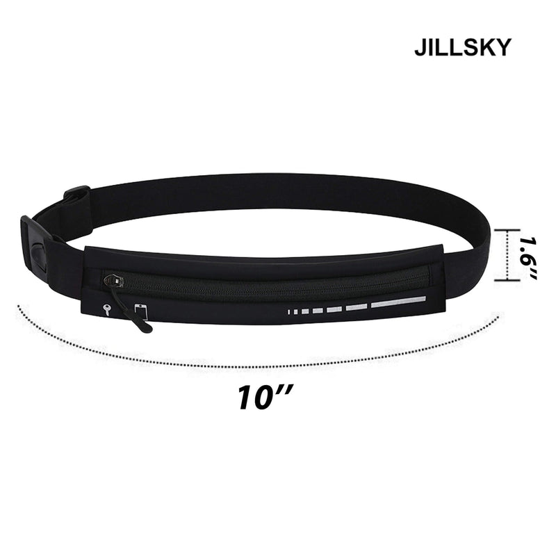 Slim Waterproof Fanny Pack Belt Bag for Women & Men – Bounce-Free Adjustable Running Belt, Lightweight Phone Holder Waist Pouch for Jogging, Workout, Travel, Money Belt-Black Black